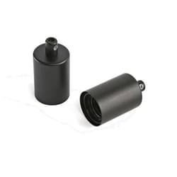 BRIGHTTIA E26 Light Bulb Socket with Cover & Cord Grip - Standard Screw-in Lamp Holder Socket Replacement for DIY Decorative Vintage Retro Industrial Edison Pendant Lighting - 2 PACK (Matte Black)