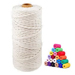 jijAcraft Macrame Cord,3mm x 328 Feet Cotton Macrame Cord,Natural White Cotton Cord Macrame Supplies,Macrame Rope Craft Twine String for Macrame & Knitting,Plant Hangers,Wall Hanging,Craft (Beige)