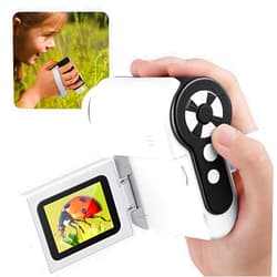 Barchrons Microscope for Kids, 1000X Portable Kids Microscope with 2'' HD Screen, 6 Adjustable Lights Pocket Microscope for Kids, 32G SD Card Included