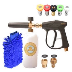 GDHXW X-884 Pressure Washer Gun Foam Cannon 5 Nozzles 2 Conversion Adapter Cleaning Gloves,for Pressure Washer