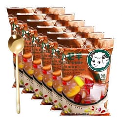 Moofin Bundle of Stainless Steel Spoon - 13.5cm - Gold, and Hot Pot Soup Base (Plain), 130 gms (Pack of 5), Pack of 6