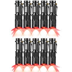 RaySoar 10 Pack Red Light Flashlight, 3 Modes Red LDE Flashlight Red Flashlight for Astronomy, Night Observation and Outdoor Activities