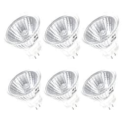 Lacnooe MR16 Halogen Bulb 20W Dimmable 12V GU5.3 Bi Pin Base Spotlight with Long Lifespan, 2700K Warm White MR16 Bulbs with Clear Glass Cover for Landscape, Track Lights, Fiber Optics, Desk Lamps, 6 Pack