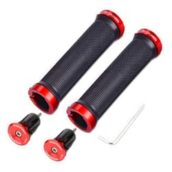 TOPCABIN Double Lock Bicycle Handlebar Grips - Rubber Comfortable BMX Mountain Bike Grips