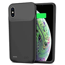 BOVSRT Battery Case for iPhone X/XS, 7000mAh Slim Rechargeable Smart Extended Charging Case - Black