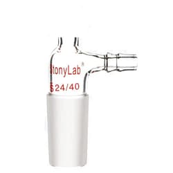 StonyLab Glass Inlet Thermometer Adapter, 24/40 Joint with Side Serrated Hose Connection and Compression Cap Lab Glassware