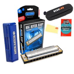 Hohner 590 Big River Harmonica - Key of C Bundle with Case, Pouch, Online Manual, and Austin Bazaar Polishing Cloth