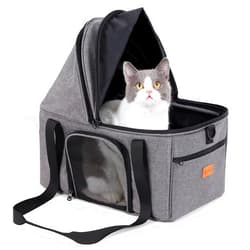 BurgeonNest Top-Expandable Large Cat Carrier, Soft Sided Pet Bag Carrier for Large Cat 15 lbs, Upgrade Small Dog Car Seat, Collapsible Cat Travel Carrier with Semi-Open Mode Canopy, Easy to Get Cat in