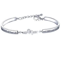 LQRI Memorial Bracelet I Carried You Every Second Of Your Life Angel Wing Footprint Bar Bracelet Miscarriage Jewelry Infant Loss Memorial Gift