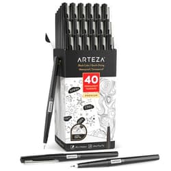 ARTEZA Permanent Markers, 40 Black Pens, Ultra-Fine Tip Paint Pens, Quick-Drying, Water Resistant, for Calligraphy and Note Taking, Office, Classroom