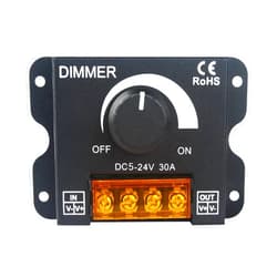 RGBZONE LED Light Strip Dimmer, DC 5V/12V/24V 30A PWM Dimming Controller, Knob Adjust Brightness ON/Off Switch for Single Color LED Light Strips, Metal Shell LED Light Strip Dimmer (Single Color)