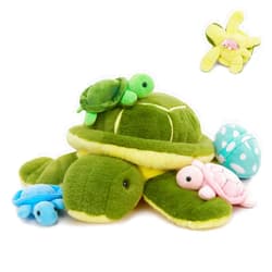 MorisMos 5Pcs Turtle Stuffed Animals with Babies Inside, 17.5 Inch Green Stuffed Turtle Plush Toys Set, Cute Sea Animal Toys Gift for Kids Girls Boys Birthday Christmas