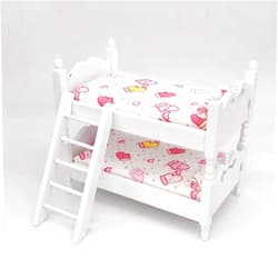 Nuoyi Wooden Nursery Room Decoration Dollhouse Furniture 1:12 Scale-Doll Bunk Bed with Ladder and Mattres for Dollhouse