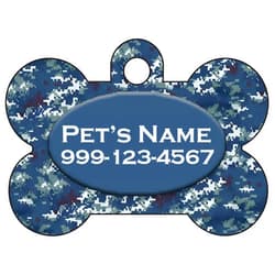 InstaPetTags Camo Dog Tag Pet Id Tag Personalized w/Your Pet's Name & Number (Arctic Blue)
