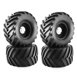 Chanmoo 1/8 RC Monster Truck Tires and 17mm Hex Wheels Rims Rubber Buggy Tyres for 1:8 Scale Off Road Truck Car Kaiju Tmaxx E-Revo 3.3 Arrma Kraton 6S Typhon 3S Traxxas Maxx HPI Redcat 4PCS (Black)