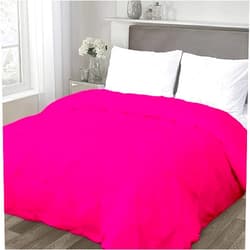 FlyCotton 1 Piece Pinch Pleated Duvet Cover with Zipper Closure & Corner Ties 100% Egyptian Cotton 800 Thread Count Twin-XL Size Hot Pink Solid Exquisite Soft Pintuck Duvet Cover Set Only