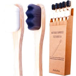 ECOETBOO Bamboo Micro-Nano Toothbrushes, Extra Soft Toothbrush with 20000 Bristles Designed for ​Sensitive Gums Kids Adults (Black White 10P)