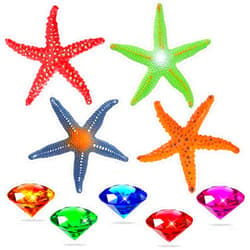 MARFOREVER Pool Diving Toys Set - 4 Pcs Large Starfish Toys and 5 Pcs Big Colorful Gems with 1 Pc Beach Bag Summer Swim Water Toys Beach Toys Bath Toys Outdoor Party Favors for Kids Adults