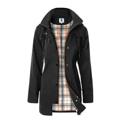 SaphiRose Women's Long Hooded Rain Jacket Outdoor Raincoat Windbreaker