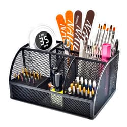 CGBE 60 Holes Nail Drill Bit Holder: Professional Drill Bit Holder for Nails, Mesh Metal Nail Tools Organizer Display Stand Case, Nail Desk Organizer for Nail Tech - Black (Not Included Nail Drill)