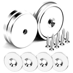 DIYMAG Neodymium Round Base Magnet with Mounting Screws, Strong, Permanent, Rare Earth Magnets. DIY, Building, Scientific and Craft Pot Magnets, 1.26 inch（32mm）, Pack of 4