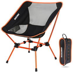 MARCHWAY Ultralight Folding Camping Chair, Heavy Duty Portable Compact for Outdoor Camp, Travel, Beach, Picnic, Festival, Hiking, Lightweight Backpacking (Orange)