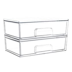 Vtopmart 12''W Clear Stackable Storage Drawers,2 Pack Acrylic Plastic Organizers Bins for Makeup Palettes, Cosmetics, and Beauty Supplies,Ideal for Vanity, Bathroom,Cabinet,Desk Organization