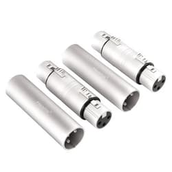 Heams 4 Pack (2 Pair) Professional XLR Adapter, XLR Male to Male & XLR Female to Female 3 Pin Connector for Microphone, Mixer, Silver