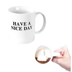 YILIUJIU Have a Nice Day Coffee Mug with 3D Finger on the bottom Funny Coffee Mug for Men and Women Novelty Coffee Mug White Elephant Gift Gag Gift for Valentine Day Birthday Christmas New Year (White)