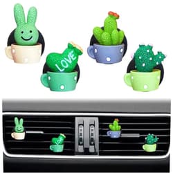 Jowxsx 4 Pcs Cactus LOVE Air Vent Clips, Cute Cactus LOVE Car Air Fresheners Vents Clips Funny Car Diffuser Vent Clips Car Interior Decor Charm Cute Car Accessories Car Decoration for Women
