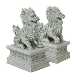 Fenteer 2Pcs Mini Kirin Statues Animal Sculptures Feng Shui Decor Small Micro Landscape Decor Fish Tank Ornament for Fireplace Table