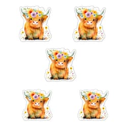 WEBB DIRECT2U Set of 5 - Highland Cow Acrylic Resin Flatbacks DIY Hair Bows Crafts