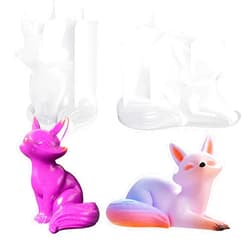 Voaesdk 2Pcs Fox Resin Molds, 3D Animal Silicone Epoxy Molds, Lifelike Large Animal Silicone Molds for Resin Casting, DIY Craft, Home Office Cabinets Wall Desktop Decor