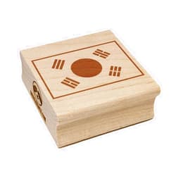 Sniggle Sloth South Korea Flag Copy Square Rubber Stamp for Stamping Crafting - 1.25in Small