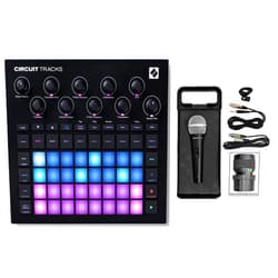 Audiosavings Bundle: Novation Circuit Tracks MIDI USB Rechargeable Groovebox w/Synths/Drums/Sequencer Bundle with Rockville RMC-XLR High-End Metal DJ Handheld Wired Microphone Mic w 2 Cables (2 Items)