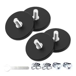 Magnetpro 4 Pieces Strong Rubber Coated Mounting Magnets Anti-Scratch & Anti Corrosion, Over 30 LB Adhesive Power, with 1/4