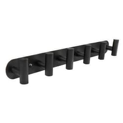 Vanloory Coat Hook Rack, Wall Mounted Coat Rack with 6 Hooks, Heavy Duty Towel Hooks Rack Wall Hooks for Hanging Clothes Jacket, Stainless Steel Coat Hanger for Bathroom Entryway Mudroom(Matte Black)