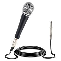 Pyle Handheld Microphone Dynamic Moving Coil Cardioid Unidirectional Includes 15ft XLR Audio Cable to 1/4'' Audio Connection (PDMIC58)