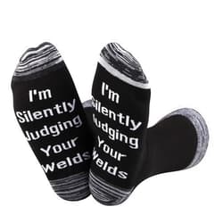 LEVLO Funny Welder Gift I'm Silently Judging Your Welds Cotton Socks For Welder Father Gifts