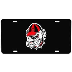 Dixie Dawgs Georgia Acrylic License Plate Officially Licensed UGA Bulldogs Black OBH