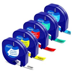 COLORTY Replacement for Dymo Label Maker Refills LetraTag Plastic Label Tape Compatible with Dymo LetraTag LT-100H LT-100T QX50 200B 2000, 91331 91332 91333 91334 91335, 12mm x 4m 1/2