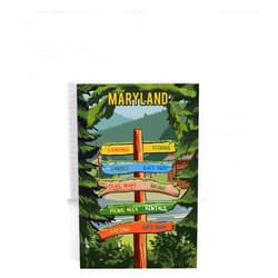 Lantern Press Maryland, Signpost, Forest and Camp (Lined 6x9 Journal, Lay Flat, 193 Pages, FSC Paper)