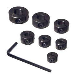 POWERTEC Drill Bit Stop Collar Kit with Imperial System Size Markings - 7 Piece Set Adjustable Depth Stop with Allen Wrench - 1/8