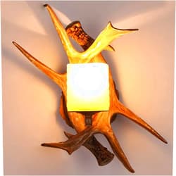Geakv LIZVIZ Retro Resin Antler Wall Sconces, Bedroom and Living Room Background Wall Sconce Decoration, E27, 11.81 * 17.71 Inches