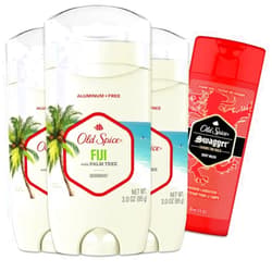 Old Spice Aluminum Free Deodorant for Men, 24/7 Long Lasting Freshness, 24/7 Sweat & Odor Protection, Fiji with Palm Tree Scent Deodorant with Travel-Size Swagger Scent Body Wash, 3 oz (Pack of 3)