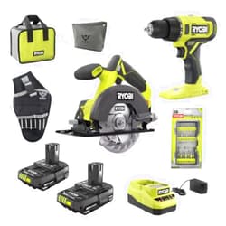 Buho 18-Volt Cordless 2-Tool Combo Bundle with Ryobi Drill & Circular Saw, (2) 1.5 Ah Batteries, Charger, Tool Bag, Impact Rated 20 Piece Drill Bit Set, Plus Buho Drill Holster and Buho Zipper Tool Pouch