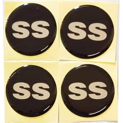 Wowwing 4PCS SS Wheel Center Cap Hub Cap Decal Emblem Sticker, 44mm/1.7'' for Camaro Black/White OSS44-BS