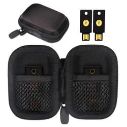 CaseSack Security Key Case compatible with Yubico YubiKey 5Ci NFC, 5Ci, NFC, 5 Nano, OnlyKey FIDO2, FIDO, U2F, Thetis, dual mesh pocket for more security keys (Black)