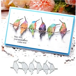Yeyert Row of Singing Hummingbirds Metal Die Cuts for Card Making,Spring Bird Card Cutting Dies Cut Stencils DIY Scrapbooking Album Decorative Embossing Paper Card Embossing Craft