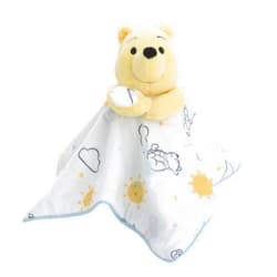 Disney Winnie The Pooh White, Yellow, and Aqua Cloud and Sun Lovey Security Blanket